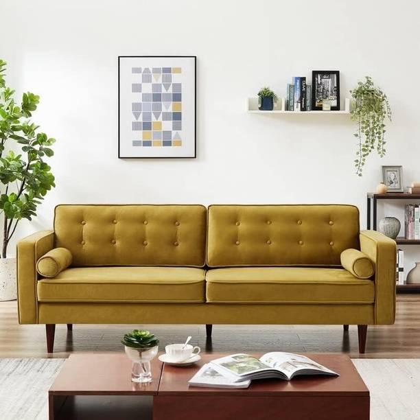 Z H Handicrafts Chester Field Designer Sofa 3 Seater Sofa Square Arm Sofa' Three Seater Solid Wood 3 Seater  Sofa