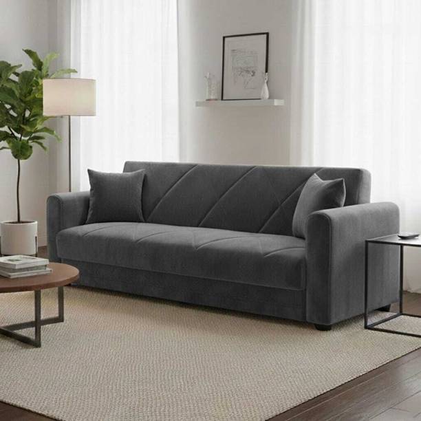 Flipkart Perfect Homes EliteRest Sofa, Velvet Fabric, Pine Wood Frame, Belt & Spring Support Fabric 3 Seater Sofa