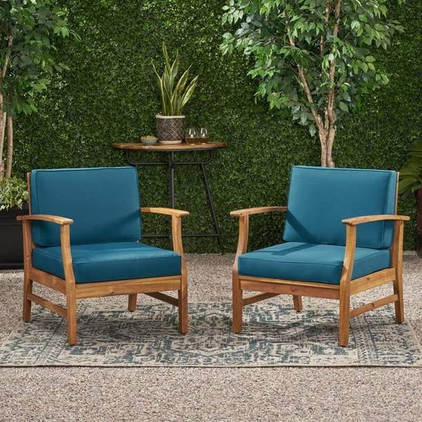 Krishna Wood Decor Solid Sheesham Wood Set Of Two Sofa Chair For Living Room/ Office || Fabric 1 Seater  Sofa