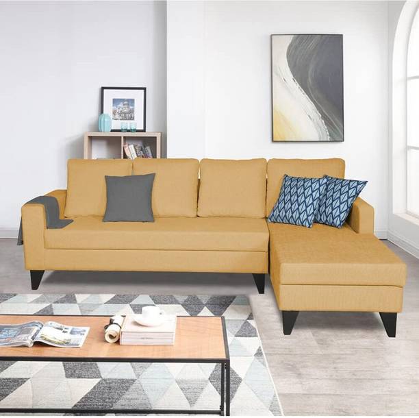 Manorekha Solid Wood Framed Upholstered Six Seater Right Facing Sofa For Living Room || Fabric 6 Seater  Sofa