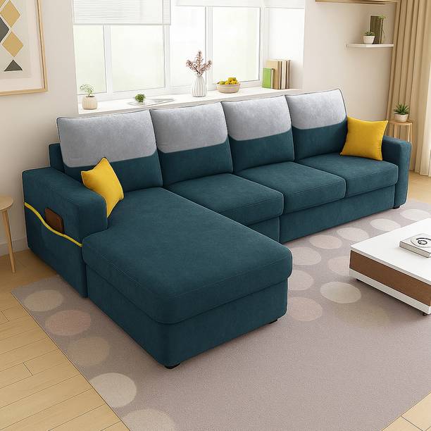 FURNY Tokyo 6 Seater Fabric LHS L Shape Sofa Set for Living Room Fabric 6 Seater  Sofa