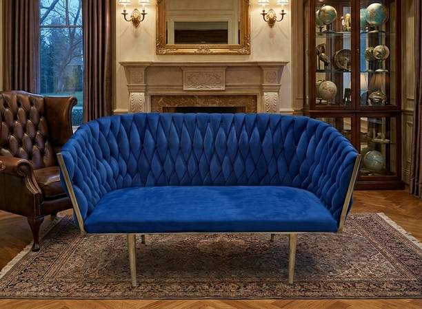 themerchantstore Designer metal frame sofa for home,lobby,restaurant,event,villa Fabric 2 Seater  Sofa