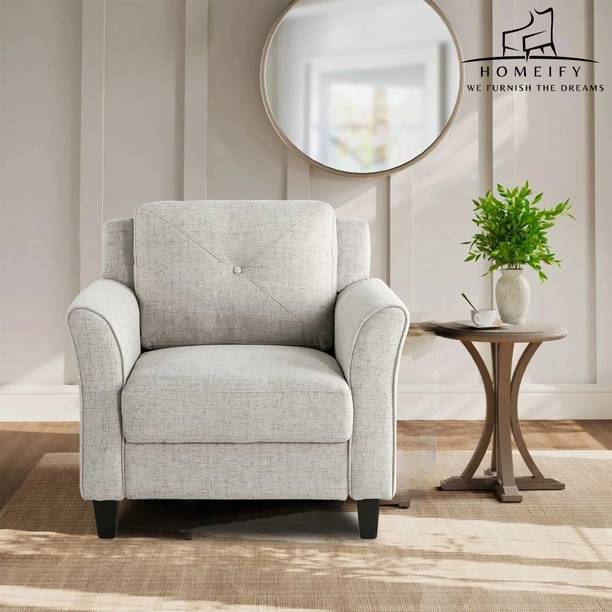 Homeify Edward 1 Seater Modern Fabric Sofa Set for Living Room Fabric 1 Seater  Sofa