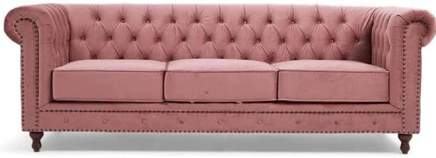 DECORIMPEX Modern and Stylish 3 Seater Chesterfield Luxury Sofa (Rose Pink). Solid Wood 3 Seater  Sofa
