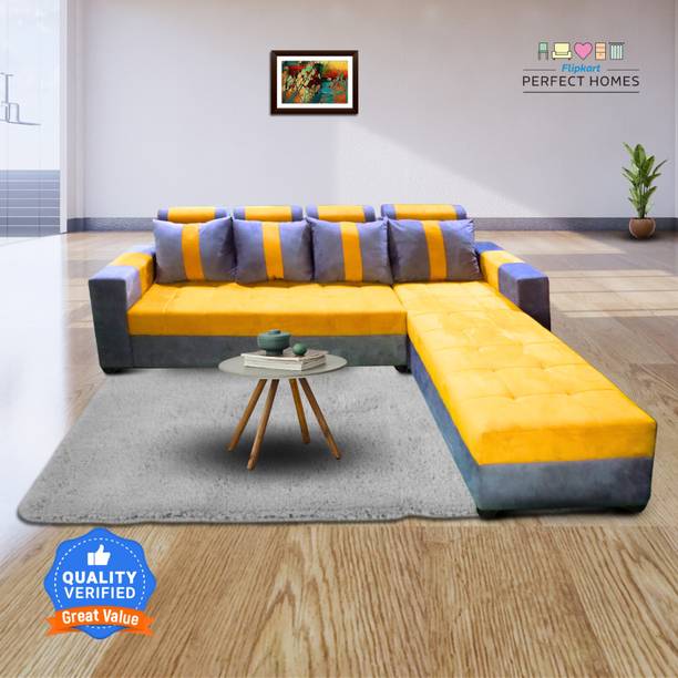 Flipkart Perfect Homes New Porto velvet Fabric 6 Seater  Sofa