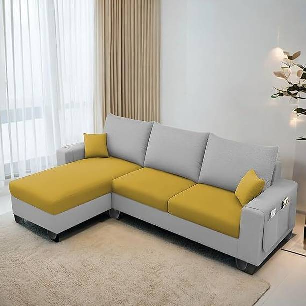 TrueValue Icoinc LHS L Shape Sofa Premium Quality Velvet Fabric 4 Seater  Sofa