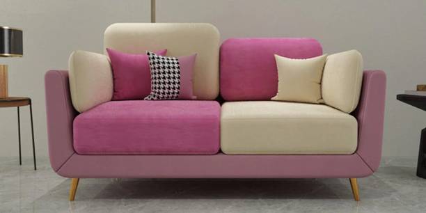 Phirkcraft Velvet Fabric 2-Seater Sofa for Living Room Modern Compact Couch with Metal Legs Fabric 2 Seater  Sofa