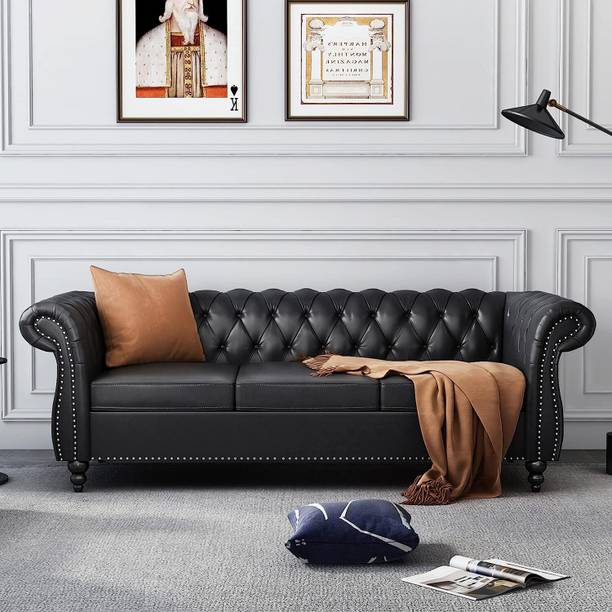 Soul Light Art Modern Sofa,Rolled Arm Sofa for Living Room,Bedroom,Office,Apartment,Small Space Leatherette 3 Seater  Sofa