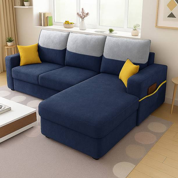 FURNY Tokyo 4 Seater Fabric RHS L Shape Sofa Set for Living Room Fabric 4 Seater  Sofa