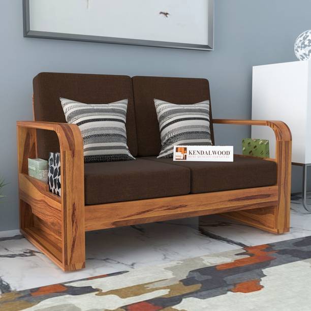 Kendalwood Furniture Solid Wood 2 Seater Wooden Sofa set for living Room Furniture Fabric 2 Seater  Sofa