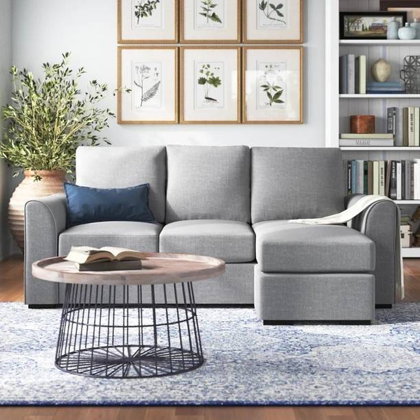 Comfort Couch Elegant 3 Seater L Shaped Sectional Sofa Set for Living Room Fabric 3 Seater  Sofa