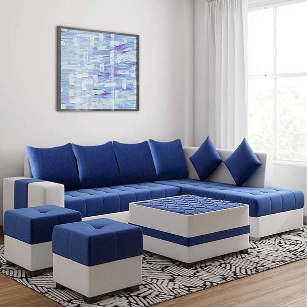 TrueValue Premium Quality L Shape RHS Molfino Fabric 8 Seater  Sofa