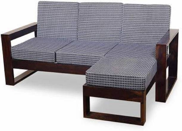 Allie Wood Sheesham Solid Wood Fabric 4 Seater  Sofa
