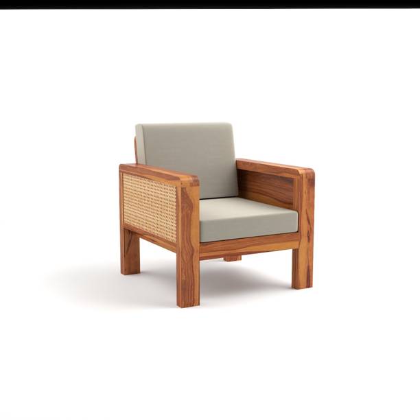 saamenia furnitures Solid Wood Cane 1 Seater Sofa – Classic Design, Comfortable Living Room Seating Fabric 3 Seater  Sofa