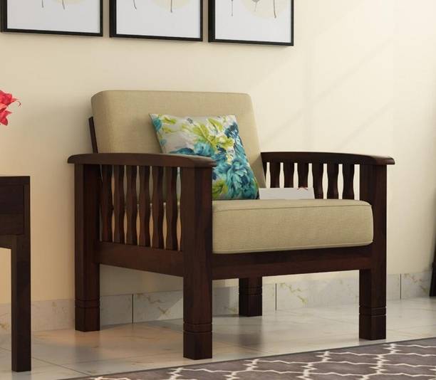 Cherry Wood Sheesam Fabric 1 Seater  Sofa