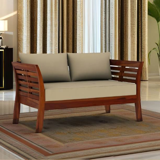 Shagun Arts Solid Sheesham Wood Two Seater Sofa For Living Room/ Office/ Guest Room || Fabric 2 Seater  Sofa