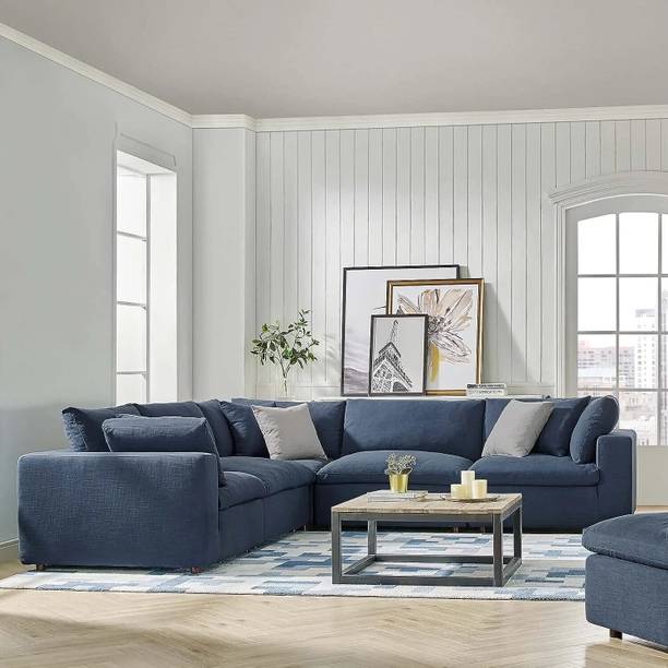 Torque Alston Fabric 5 Seater L Shape Modular Corner Premium Sofa - Blue Fabric 5 Seater  Sofa