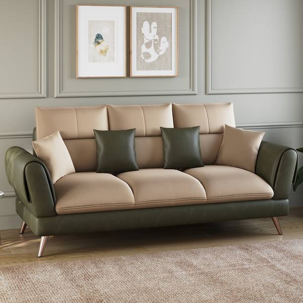 ARRA Ira Leatherette Three Seater Sofa Leatherette 3 Seater  Sofa