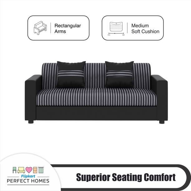 Flipkart Perfect Homes New Crete Striped Design Fabric 3 Seater  Sofa