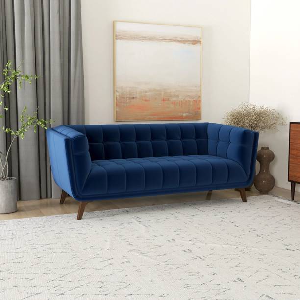 Torque Louis 2 Seater Fabric Sofa For Living Room| Bedroom| Office -Blue Fabric 2 Seater  Sofa