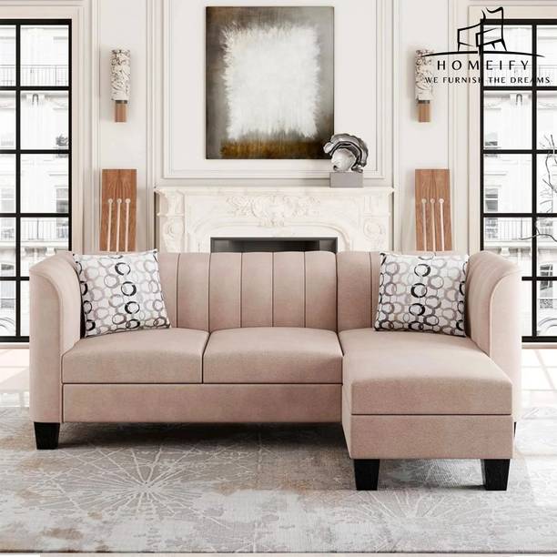 Homeify Zion Convertible Sectional Sofa Couch 3 Seater L Shaped Sofa For Living Room Fabric 3 Seater  Sofa