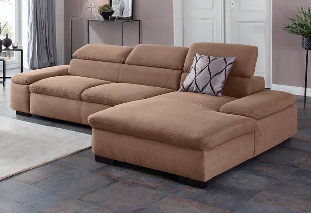 fabrique Impressa L Shape LHS Velvet Fabric 5 Seater  Sofa