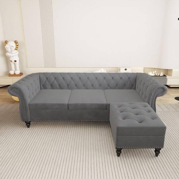 Carftjar Fabric 'L' Shaped Four Seater Sofa For Living Room/ Office/ Guest Room || Fabric 4 Seater  Sofa