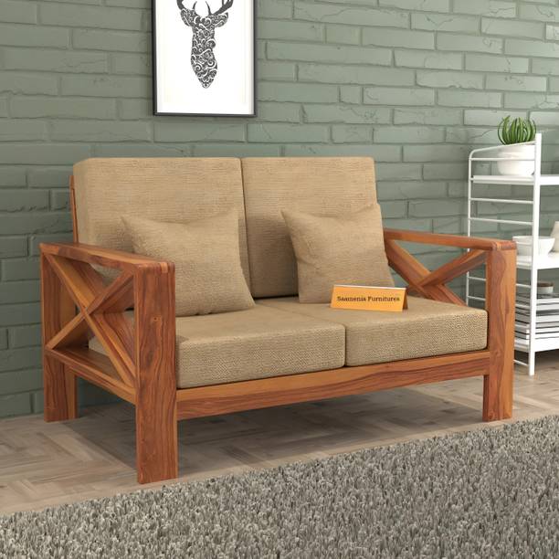 saamenia furnitures Solid Sheesham Wood 2 Seater Sofa {40 Density Foam And Without Pillow} Fabric 2 Seater  Sofa