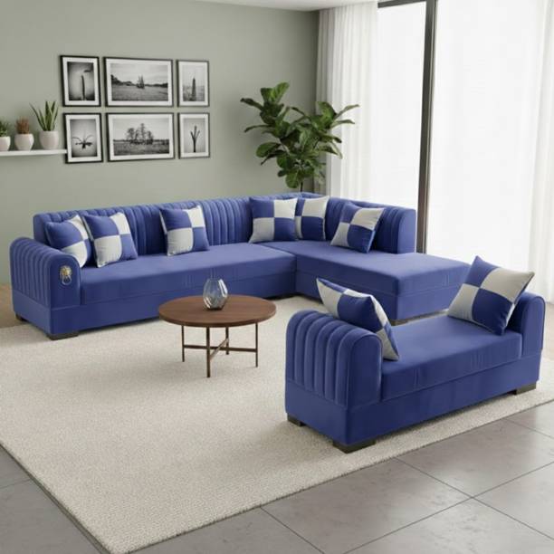 WAKESURE Premium Quality Velvet Fabric 8 Seater Sofa