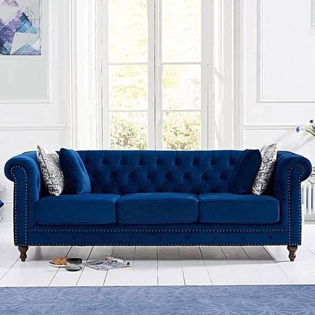 India wood mart Modern Sofa,Rolled Arm Sofa for Living Room,Bedroom,Office,Apartment,Small Space Leather 3 Seater  Sofa