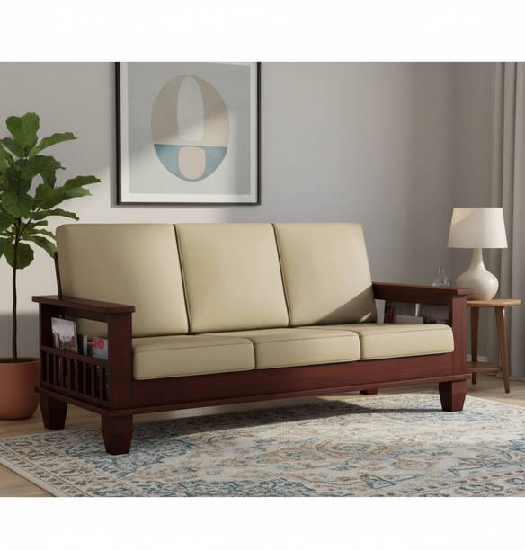 Ekdantix Ekdantix Furniture Solid Wood 3 Seater Sofa Fabric 3 Seater  Sofa