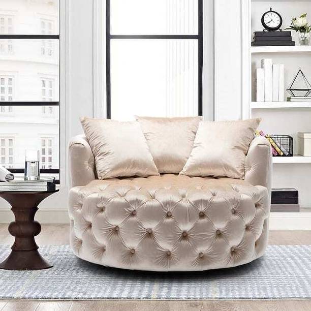 Unique Creation Handicrafts Wooden Modern Round Accent Sofa Barrel Chair wings chair Fabric 1 Seater  Sofa