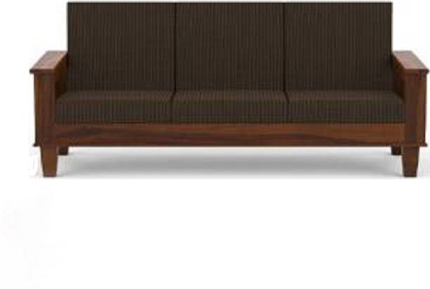 Allie Wood Sheesham Solid Wood Fabric 3 Seater  Sofa