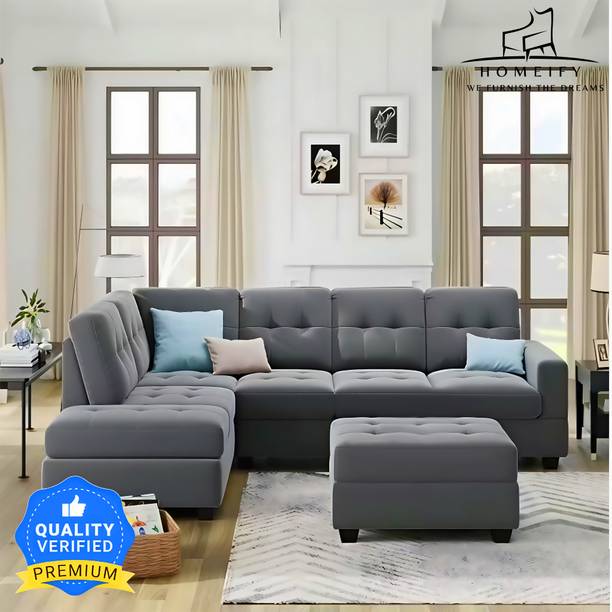 Homeify Ciesta Fabric 5- to 6-Seater Sofa L Shape Sofa Set with Storage Ottoman Fabric 6 Seater  Sofa