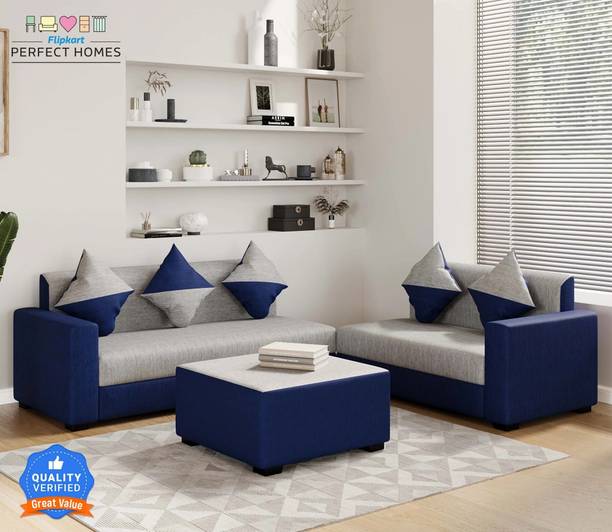Flipkart Perfect Homes Exceed 6 Seater with Ottoman Sofa Set ll For Living Room llMolfino Fabric 6 Seater  Sofa