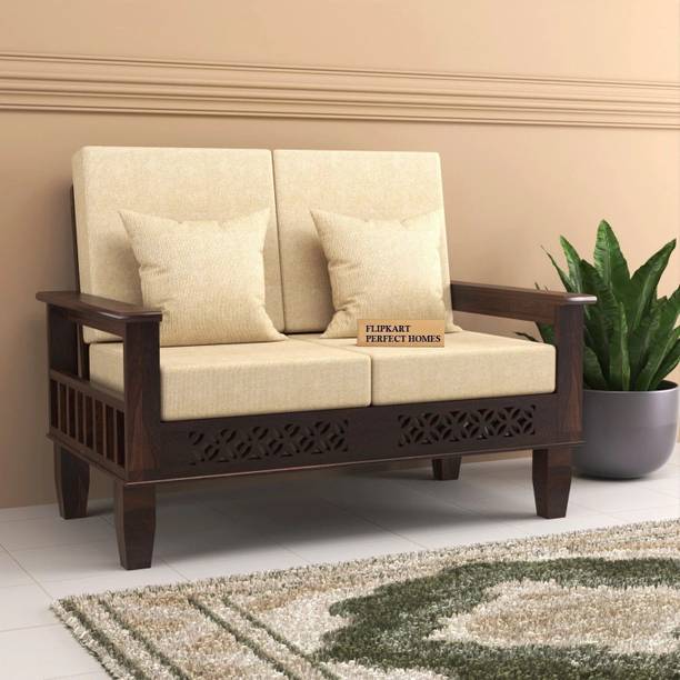 Flipkart Perfect Homes CNC Cutting Designed Sheesham Wood Two Seater Sofa With Side Pocket Storage || Fabric 2 Seater  Sofa