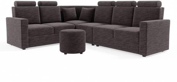 Sekar Lifestyle L Shape Corner [Normal Handles] With Round Moda Fabric 5 Seater  Sofa