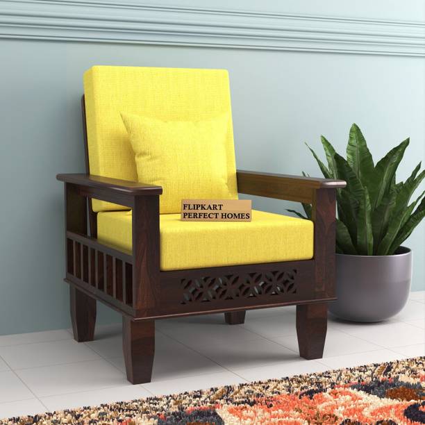 Flipkart Perfect Homes CNC Cutting Designed Sheesham Wood One Seater Sofa With Side Pocket Storage || Fabric 1 Seater  Sofa