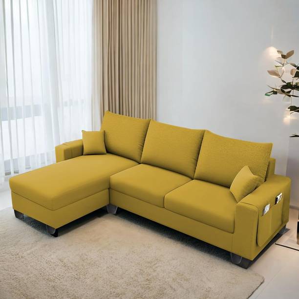 TrueValue Icoinc LHS L Shape Sofa Premium Quality Velvet Fabric 4 Seater  Sofa