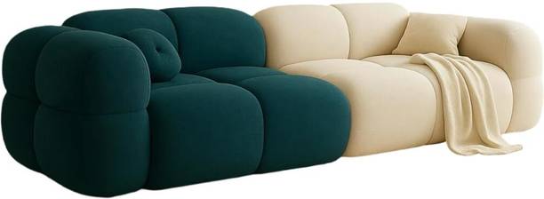 bloo mart Modern 3 Seater Sofa Set for Living Room - Pine & Cream Fabric 3 Seater  Sofa