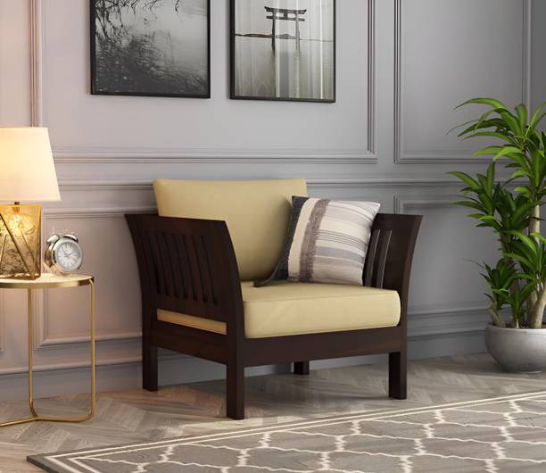 Ratandhara Furniture Solid Sheesham Wooden 1 Seater Sofa for Living Room & Office | Fabric 1 Seater  Sofa