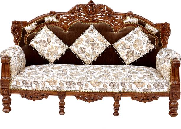 Wood Master Sre Wooden sheesham Sofa Set with Cushion for Living Room Bedroom 3 Seater Sofa Fabric 3 Seater  Sofa