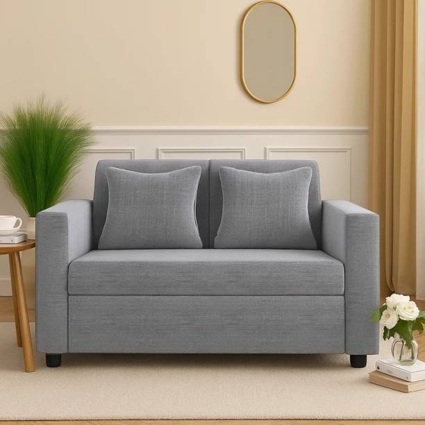 WAKESURE Premium Quality Jute Fabric 2 Seater  Sofa