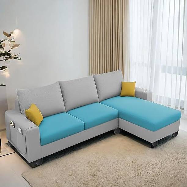 TrueValue Sassy RHS L Shape Sofa Premium Quality Velvet Fabric 4 Seater  Sofa