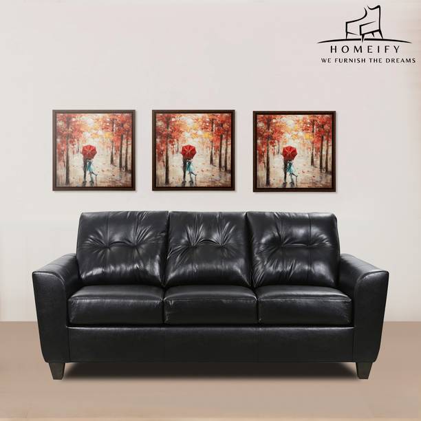 Homeify Allister 3 Seater Leatherette Sofa Set for Living Room Leather 3 Seater  Sofa
