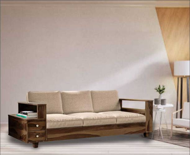 WC White Cedar soild wood 3 Seater Sofa (Finish Color - brown cream) Solid Wood 3 Seater  Sofa