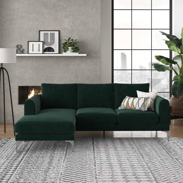 India wood mart WOODEN L SHAPE MODREN SOFA FOR LIVING ROOM Fabric 3 Seater  Sofa