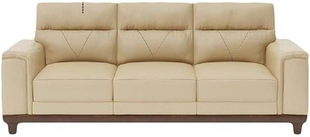 Home wood Royaloak Naples Italian Leather 3 Seater Sofa| White Color Sofa | Leather 3 Seater  Sofa