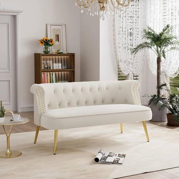 India wood mart Velvet Loveseat Sofa, Modern 2 Seater Sofa Fabric 2 Seater  Sofa