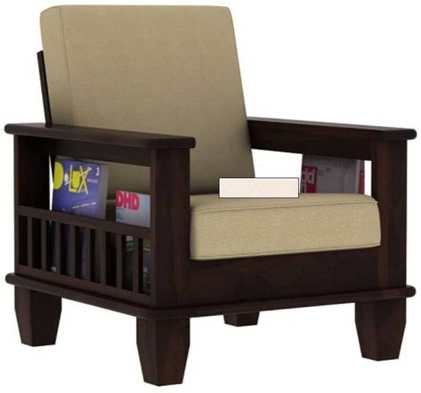 BRIGHTWOOD sheesham Wood Single Seater Sofa Fabric 1 Seater  Sofa